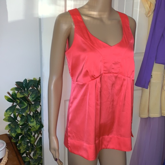 Neon Orange scoop sleeveless babydoll tunic tank top M - Picture 3 of 11